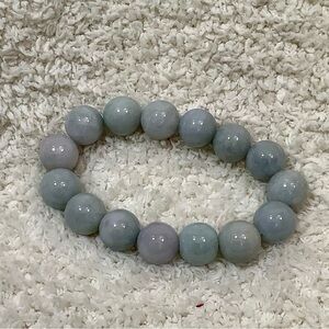 Adjustable 100% Natural Gray Jade Jadeite Bead Bracelet NEW 081917
